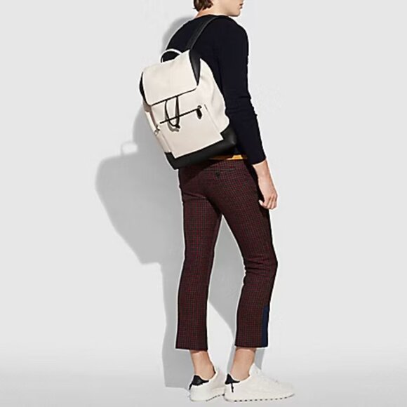 Coach Handbags - Coach Two-Tone Cream and Black Leather Backpack